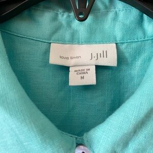 J. Jill Sleeveless Button-Front Linen Tunic in Aqua Medium